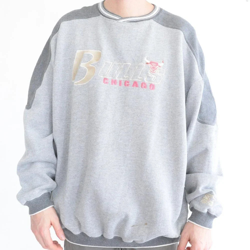 Vintage 80's Starter  NBA Chicago Bulls Grey Crew Neck Sweater XXL